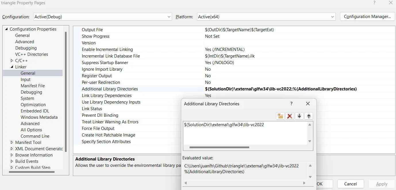 Captura de pantalla de la configuración de las propiedades del proyecto